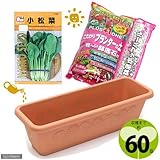 収穫まで60日 「小松菜」栽培セット 種・土・鉢底石・プランターの4点セット 家庭菜園