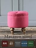 スツール　アンティーク　ロココ　姫系　オットマン　リネン　ピンク　RM6F94N