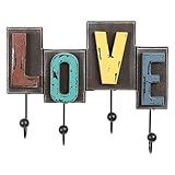 TOOGOO ( R )マルチカラー素朴な仕上げ木製Loveデザイン装飾壁マウントコートラックwith 4メタルフック