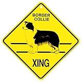 BORDER COLLIE XING サインボード：ボーダーコリー 横断 注意 英語 看板 Made in U.S.A [並行輸入品]