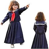 [JUNDOMECY] ハロウィン 衣装 子供 セーラー服 コスプレ 長袖 ロング スケバン 大きいサイズ 可愛い 紺 キッズ コスチューム イベント 仮装 パーティー 文化祭 発表会 演出