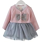 YY-Natuhi ベビー服 子供服 女の子 ワンピース ボレロカーディガン 二点セット ふわふわ スカート チュール アウター コート かわいい キッズ 新生児 長袖 フオーマル 秋冬 (85cm,