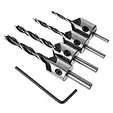 Demiawaking 4点セット 木工用 皿穴ドリルビット 穴あけ 面取りカッター ドリルビットセット