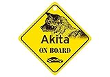Akita ON BOARD カーサインボード：秋田犬 乗車中 ミニサイン 吸着盤つき Made in U.S.A [並行輸入品]
