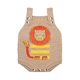 キッズ　セーター　編み物　赤ちゃん服　ベビー服　女の子　男の子　袖なし　可愛い　ロンパース　カバーオール　ボタン付き　着替え簡単 (70, ブラウン)