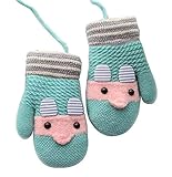 かわいいニットの赤ちゃん手袋子供暖かい冬の手袋ウサギグリーン