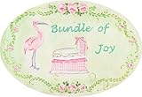 The Kids Room by Stupell Bundle of Joy with Pink Bassinet and Stork Oval Wall Plaque by The Kids Roo