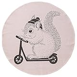 Bloomingville Blush Cotton Rug with Squirrel On Scooter [並行輸入品]