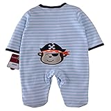 【Growprint】カバーオール 男の子 長袖 さる 海賊 3M 6M 9M 12M 60 70 80 (12M(12ヶ月))
