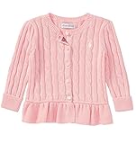 POLO RALPH LAUREN (ポロラルフローレン) 長袖ケーブルコットンペプラムカーディガン ベビー 女の子 パウダーピンク 75cm (9ヶ月) [並行輸入品]