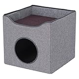 不二貿易 ペットハウス ペットベッド 幅40×奥行40×高さ37.5cm グレー 犬 猫 ルーフベッド付き 53719 小型