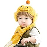 Liebeye ニット帽子とスカーフのセット　赤ちゃん　女の子　男の子　かわいい　暖かい赤ちゃんの冬の帽子ビーニーキャップ　6-12月 6-36　months イエロー