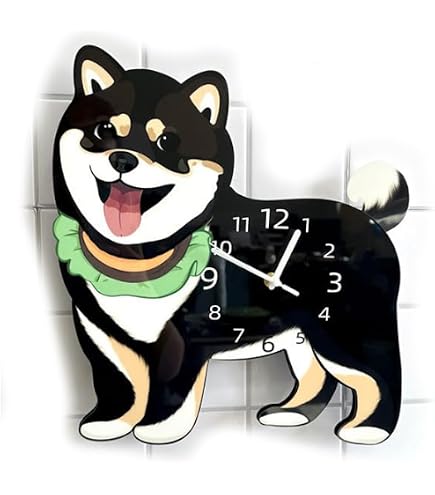 Amazon.co.jp: 柴犬 黒柴 可愛い 壁掛け時計 木製 おしゃれ 北欧 連続