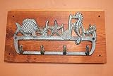 antique-look Sea LifeデザインHangingコートラック、耐久性鋳鉄、bronze-look、14インチ、手作りUSA