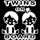 TREZ TWINS ON BOARD 双子 ツインズ BOY&GIRL 男の子 女の子 兄妹 姉弟 ステッカー 【BABY IN CAR】 (ホワイト)