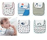 ベビー 汗取りパッド リバーシブル ガーゼ 綿 100% 5枚組 赤ちゃん 乳児 取替ラクラク (男の子用)