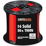 Cerrowire 112 – 1401br 50 - 14-gaugeソリッドTHHNブラックワイヤ 50-foot レッド 112-1403BR 1
