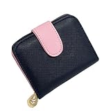 ショート紺 二つ折り 財布 女性ジッパー PU 大容量 レディース財布 お金 小銭 カード 入れ