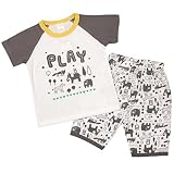 キッズパジャマ[enfant pur]男の子|男児|子供用|PLAY動物柄(ラグラン)半袖パジャマ上下セット 100cm グレー