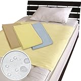 メーカー直販 タオル地 防水シーツ（おねしょ・介護用シーツ） 100×70cm（ゴムなし） クリーム/イエロー系