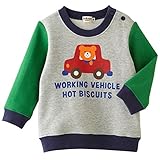 ホットビスケッツ(mikihouse hotbiscuits) ドライブビーンズ＆お花キャビットトレーナー 100cm グレー（06）