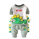AutumnFall 2pcs秋冬ファッション幼児用子供用ベビー男の子女の子恐竜プリントトップス+パンツ服装服セット 3T