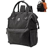 Happyyoo　マザーズバッグ ママリュック ママバッグ マザーズリュック リュック 多機能旅行用バッグ ハンドバッグ 手提げ 出産入院 大容量 出産祝い 防水で汚れにくい (ブラック)