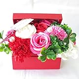花 誕生日プレゼント女性 プレゼント ソープフラワー フレグランス フラワー 造花 (お花の宝石箱赤Ｓ)
