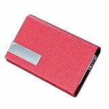 POTOJP 名刺入れ 2way アルミ ステンレス PU スタイリッシュ カードケース オラクル パターン 薄い メンズ＆レディース 兼用 (レッド)