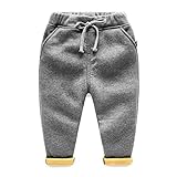 LittleSpring秋 冬 キッズ 男の子 裏起毛 パンツ ストレッチ スウェット ベビー 防寒 保温 ロングパンツ 無地 子供服 ジュニア カジュアル ダークグレー 130