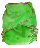 Natural Bamboo Velour Fitted One Size Cloth Diaper w/ 2 Inserts - Lime by HappyEndings Eco Diapers