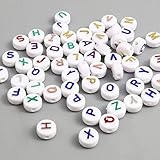 たっぷり 200個 アルファベット アクリルビーズ ミックスカラー文字 ミックスアソート 約10mm 穴：約 2.2mm ハンドメイド 手芸用品 ジュエリー アクセサリーパーツ h3347s386