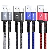 GHNTJAP USB Type C ケーブル 1M 【4本セット 4色】 USB A to USB C 3A急速充電 QC3.0対応 タイプc ケーブル iPhone15/Galaxy/Pixel/Xperia/LG等タイプc機器対応 ナイロン編み