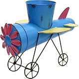 ガーデンオーナメント プランター ひこうき ラージサイズ ブルー 高さ30cm ポット4号 Steel Garden Object SGO-PLANEL-BLU