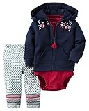 カーターズ Carter's 正規品 長袖パーカー+ボディスーツ+レギンス 3点セット☆インディアナ 紺☆6M(65-70cm)