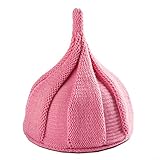 とんがり ニット帽 キッズ ねじり帽 秋冬 選べる19色 (ピンク)