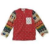 CHILD CHAMP(チャイルド チャンプ) 接結天竺袖ボーダー切り替え長袖Tシャツ 120cm /レッド NO.C-86143103