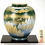 【九谷焼】 8号花瓶 金銀鶴木立連山 花瓶、花台、木札、トムソン化粧箱入り