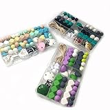 Kissteether DIY看護ネックレスキット箱入り色の幾何学ヘキサゴンシリコーンビーズハート型シリコーンラウンドシリコーンビーズ木製かぎ針編みビーズ布製品クリップ赤ちゃんTeetherおもちゃ 