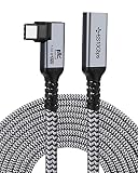 RoiCiel（グリティーシーリズ）高耐久ナイロン USB-C to USB-C 延長ケーブル PD対応100W/5A急速充電 【4K@60Hz映像出力 USB3.1 Gen2標準 10Gbpsデータ転送】Type-C機種対応 E-Marker 断線防止 アンドロイド スマホ その他USB-C機器対応 (延長型ケーブル, 2m)