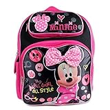 16' Minnie Mouse Black Backpack with Bow on Front 'All Girl All Style' [並行輸入品]