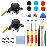 Switch NS Joy-con対応Joy-Con for Switch コントロール 右／左 センサー2個 修理ツール付ーアナログジョイスティック 尾錠 Metal buckle 交換部品 ニンテンドースイッチ Joy-con用L/Rセンサー コントロール6個キャップ付き 修理工具25点付(黒)