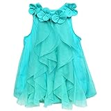 iEFiELベビーガールズイースター誕生日ウェディングフリルTiersワンピースロンパースドレスwithスナップ下部 カラー: ブルー