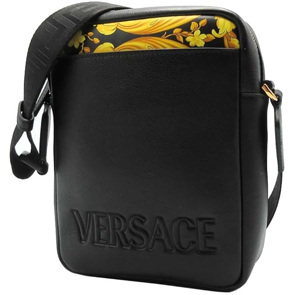 VERSACE ブラックレザー スマホショルダーバッグ VERSACE ブラックレザー スマホショルダーバッグ バッグ