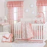 Coral and White Medallion Print 4 Piece Baby Crib Bedding by The Peanut Shell by The Peanut Shell
