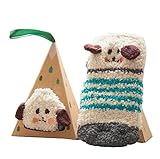 ソフトコーラルベルベットベビーソックスかわいい漫画の幼児ソックスブルーストライプ犬