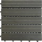 天然木製 ジョイント式 アカシア ウッドデッキパネル ダークブラウン すべり止め溝付き 9枚セット 30cm角 AKWD-3005-0909-DBR