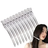 ダッカール ヘアクリップ プロ用 10本 クリア 6カラー ワニクリップ ヘアピン 前髪 髪留め NYANDELMO ND-0168-R07-CL10