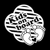 足跡 kids on board ステッカー ホワイト 白