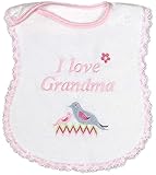 Raindrops I Love Grandma Embroidered Bib, Pink/White by Raindrops